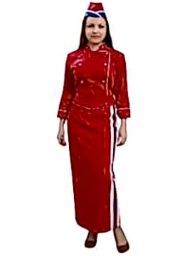 Костюм женский продавца: халат по основе блузы Б-6, фартук Ф-27, головной убор ГУ-3-1