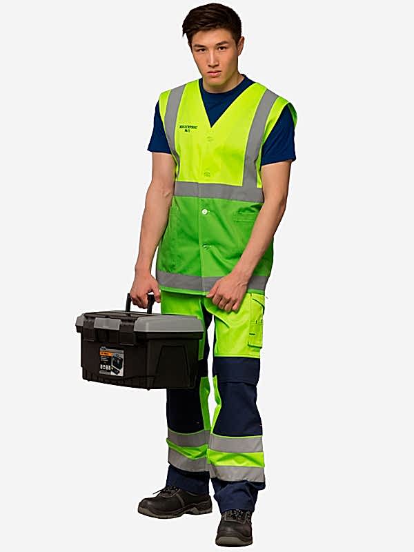 Жилет мужской рабочий сигнальный модель Ж-4-1 - производство Россия