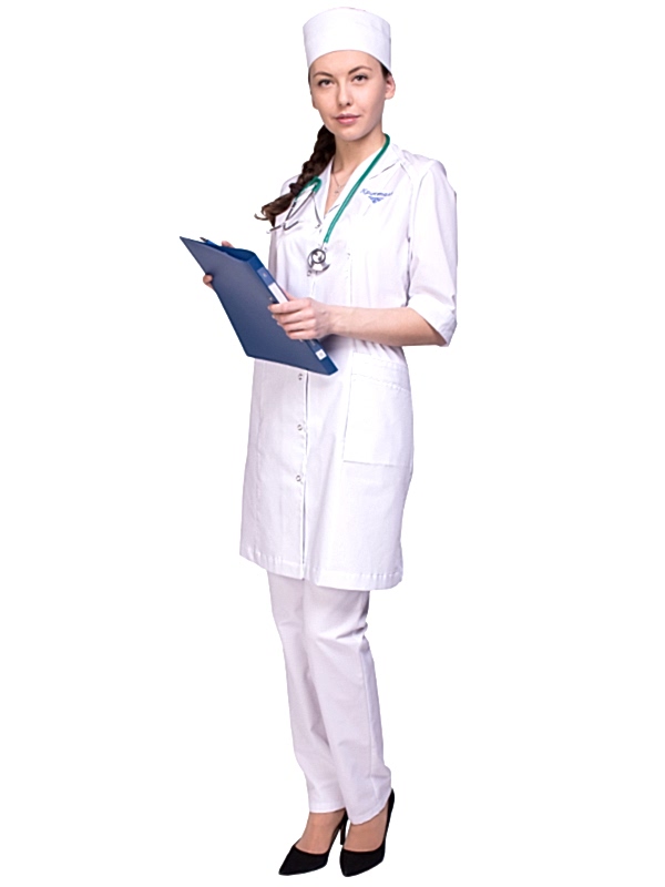 Костюм медицинский для врача: халат ХЖУ-20, брюки БРЖ-1-1, головной убор ГУ-11