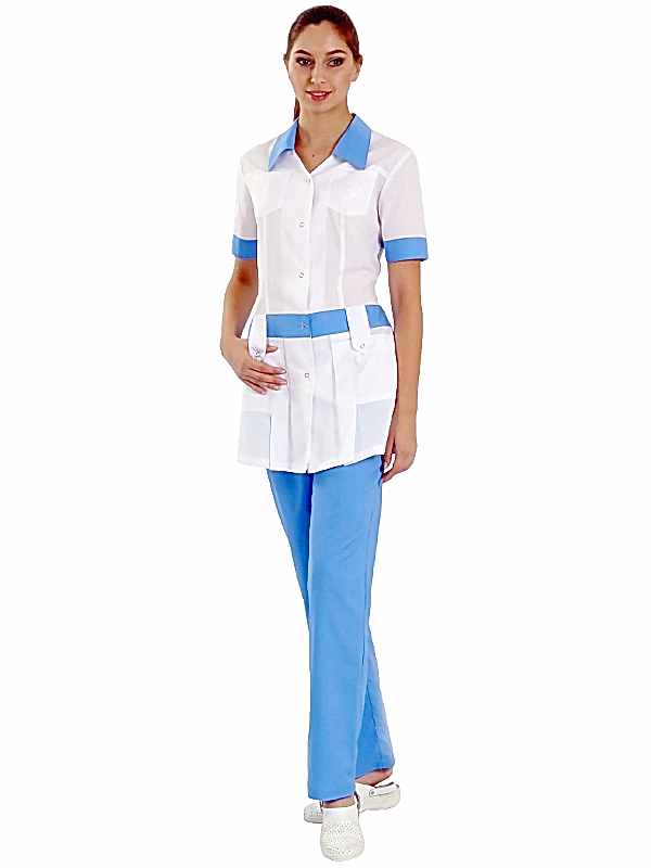 Костюм женский медсестры: халат укороченный ХЖУ-15-3, брюки БРЖ-1