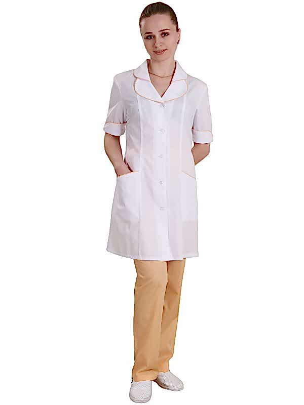 Костюм женский медсестры: халат укороченный ХЖУ-1-13, брюки БРЖ-1-1